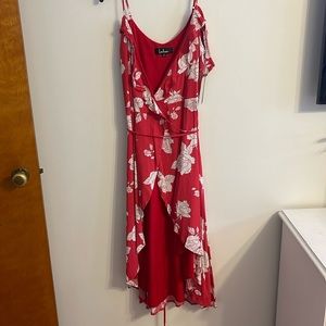 Lulu's Red Floral Wrap Dress